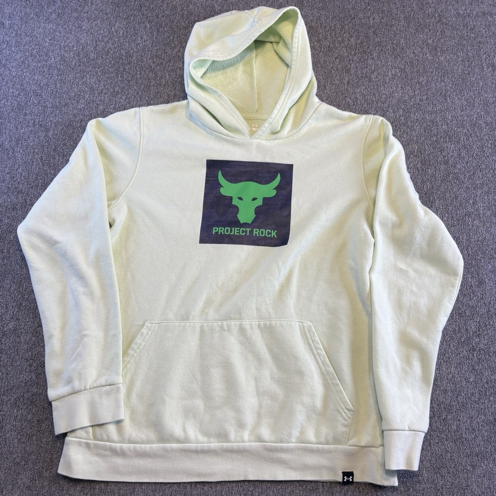 Under Armour Boys Project Rock Rival Fleece Hoodie Youth XL Green 1373628